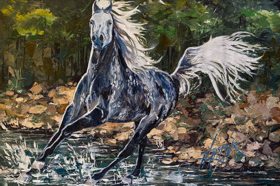 Palette Knife Oil Painting on Canvas of "Splash of Grey" 24"x36" SOLD