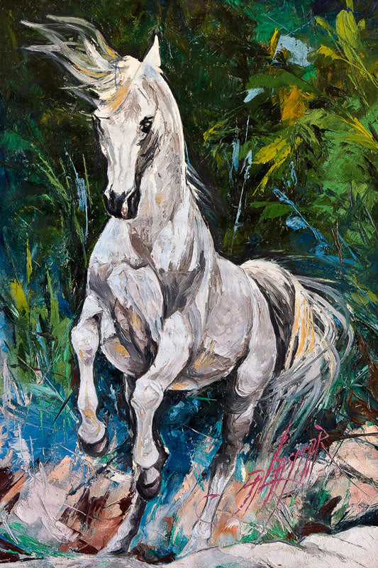 Palette Knife Oil Painting on Canvas of "Beauty Steps" 36"x24" SOLD