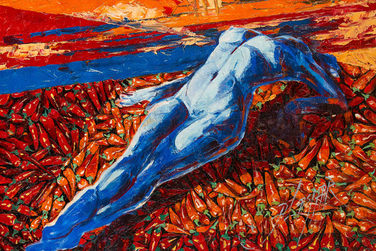 Palette Knife Oil Painting on Canvas of "Hot Ice" 36"x24" With Frame