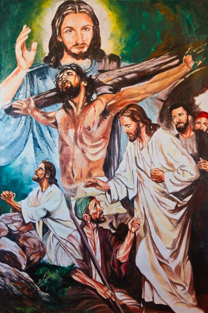 Palette Knife Oil Painting on Canvas of Jesus 54"x36" CANVES ONLY