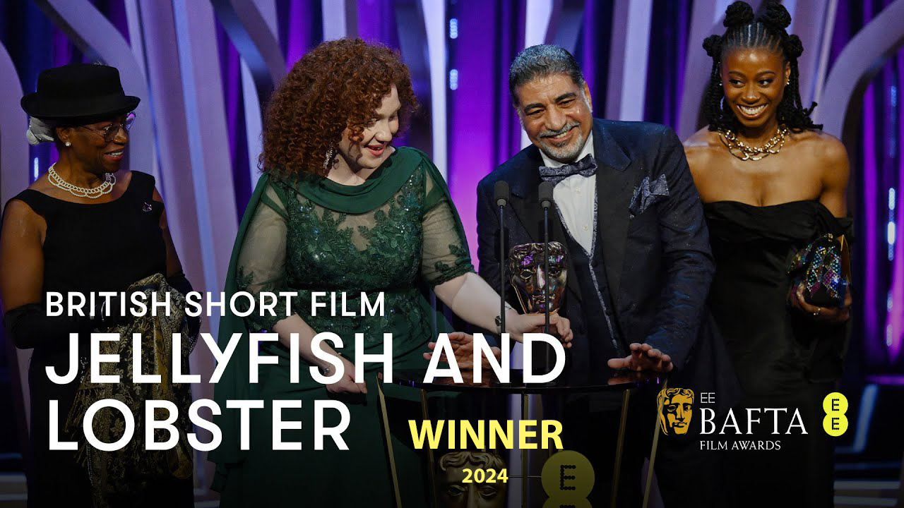 Load video: Jellyfish and Lobster wins British Short Film | EE BAFTA Film Awards 2024. Starring Sayed Badreya and Flo Wilson,Directed by Yasmin Afifi