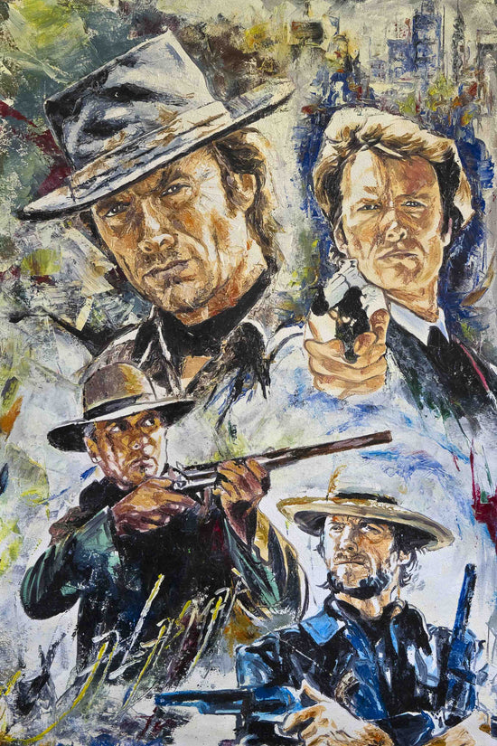 Palette Knife Oil Painting on Canvas of Clint Eastwood 38"X26.5" CANVAS ONLY