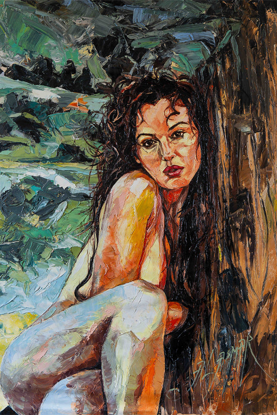 Palette Knife Oil Painting on Canvas of "Monica Bellucci" 36"x24" With Frame