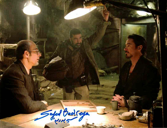 Autographed by Sayed Badreya 8.5x11" of a deleted scene photo of Iron Man 1. with & Robert Downey Jr - Shaun Toub.