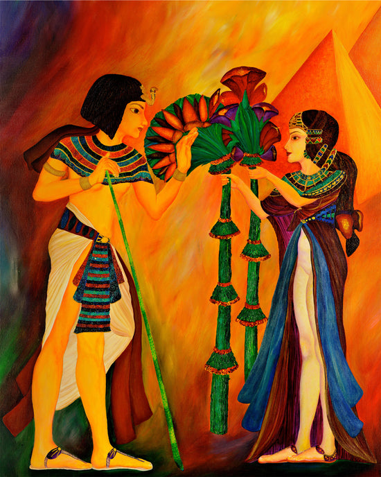 Oil Painting on Canvas of "Akhenaten and Nefertiti" 30"x24" SOLD