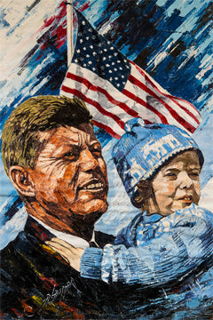 Palette Knife Oil Painting on Canvas of John F Kennedy and John F. Kennedy Jr. 36"x26.5" CANVES ONLY